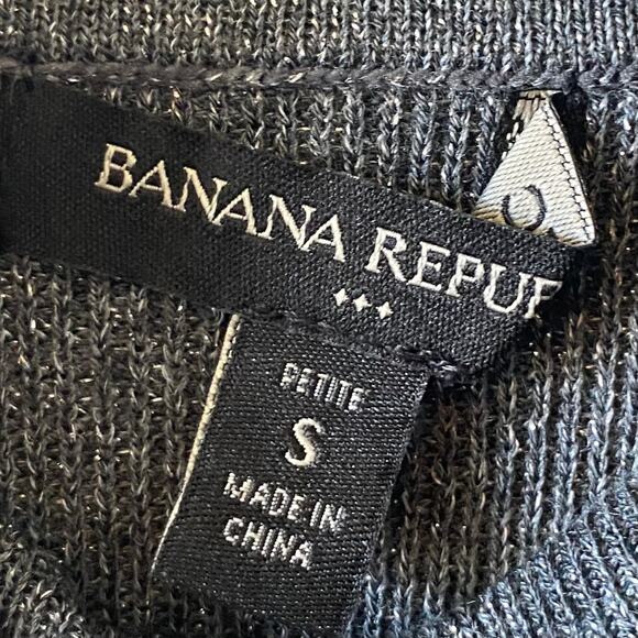 NEW BANANA REPUBLIC Metallic Gray Lurex Sweater Tank Small Petite Turtleneck - Picture 4 of 5